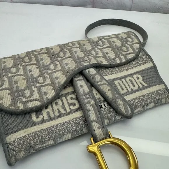 Authentic Dior Saddle Oblique Gray Belt Crossbody Bag - Picture 6 of 14